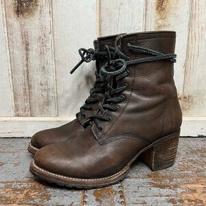 Freebird By Steven Cavalier Leather Lace Up Heeled Boots